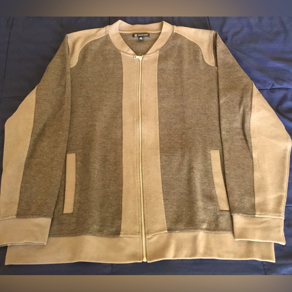 INC two tone gray zipper sweater